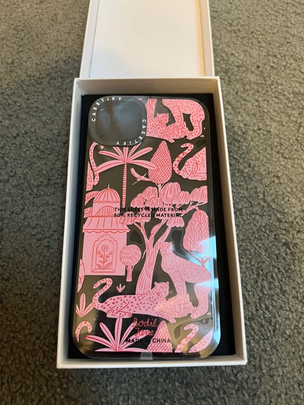 Casetify iphone 15 plus Case with Pink Jungle Motif